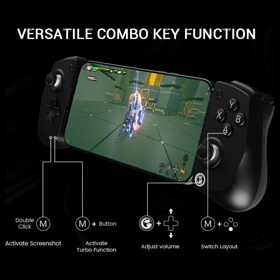 GameSir X5 Lite Mobile Gaming Controller for Android, Hall Effect Joystick, Stretchable up to 213mm, Type-C Connection, Pass-through Charging, Black