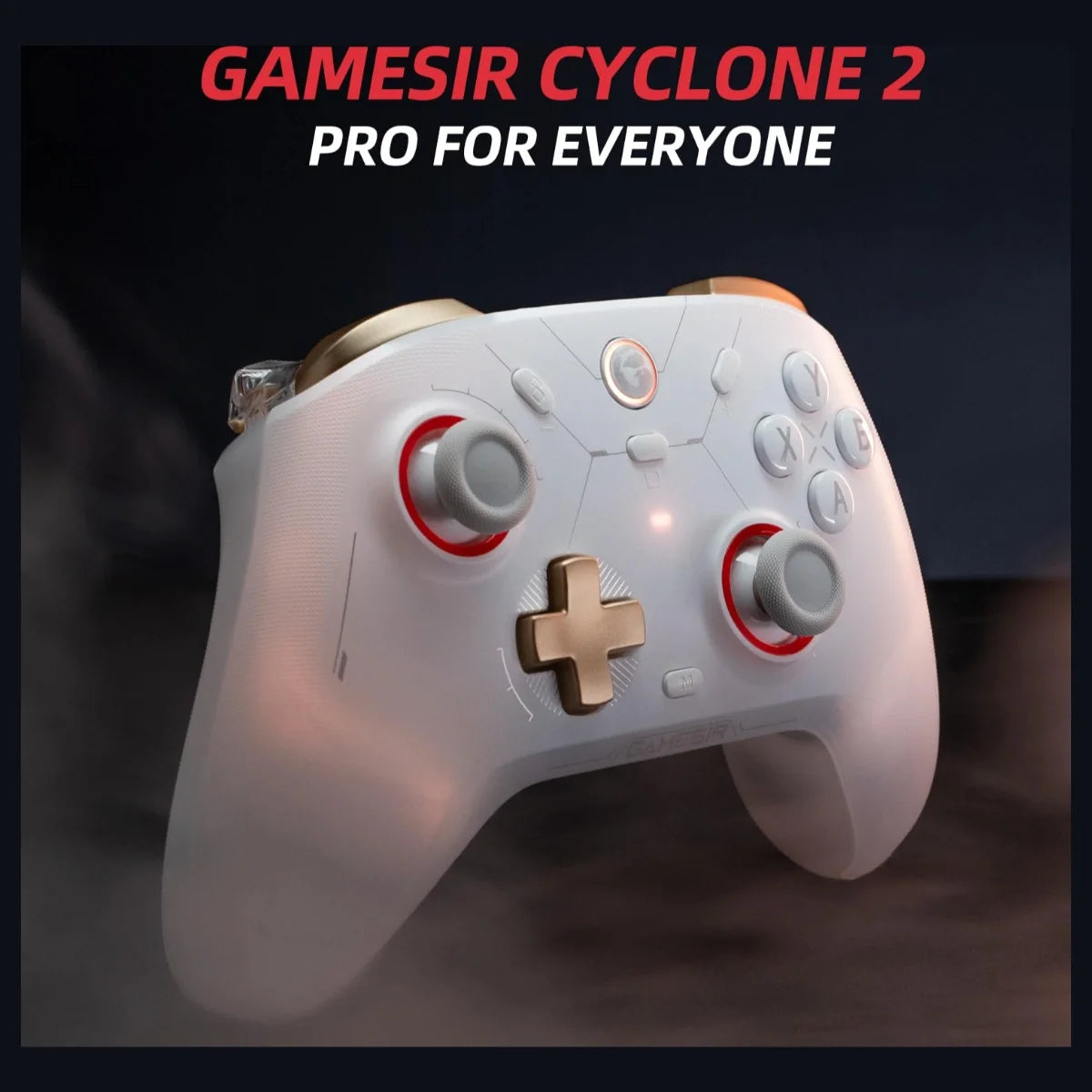 GameSir Cyclone 2 Multiplatform Wireless Controller, TMR Electromagnetic Joysticks, Hall Effect Switch Triggers, 1000Hz Report Rate, 6-Axis Gyro, White
