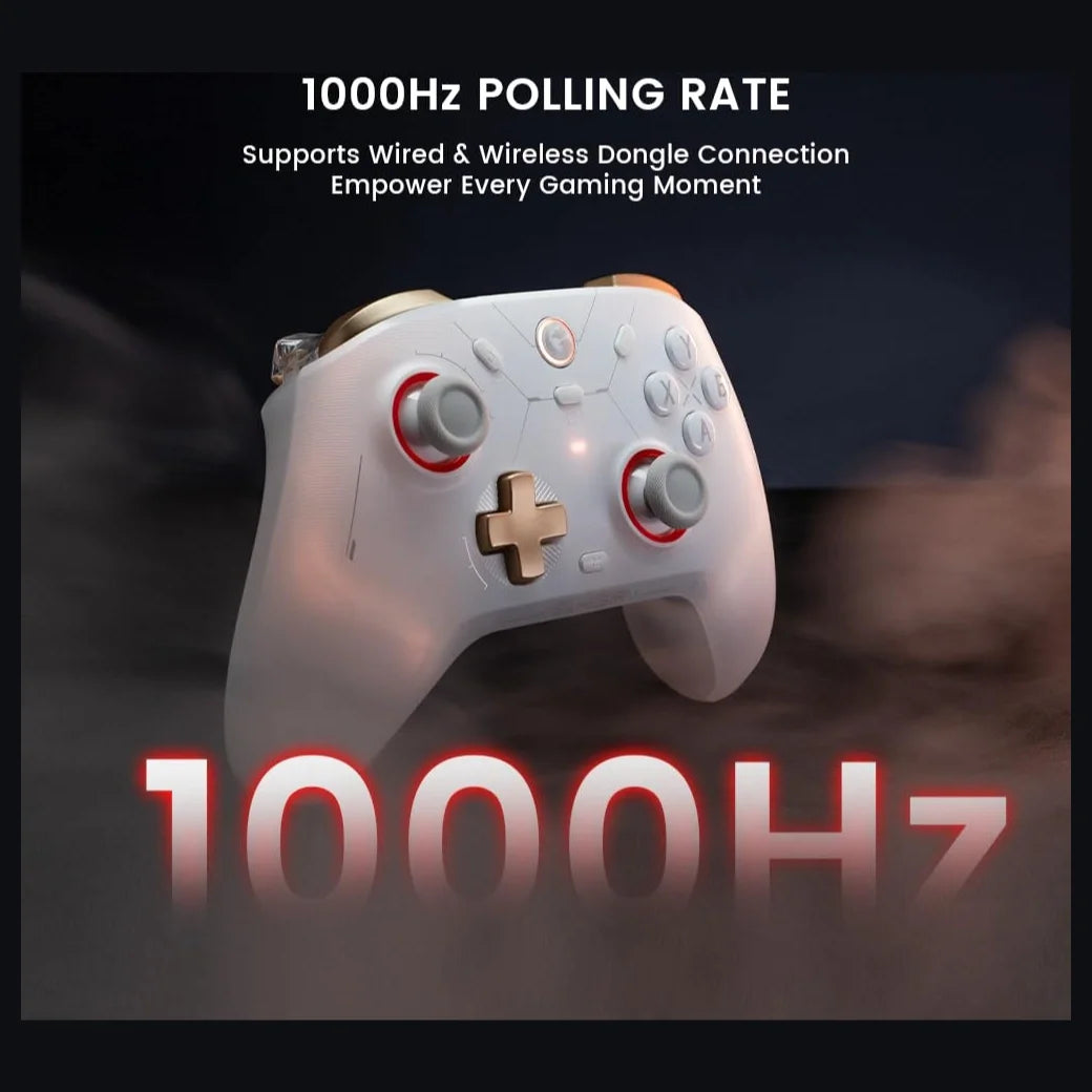 GameSir Cyclone 2 Multiplatform Wireless Controller, TMR Electromagnetic Joysticks, Hall Effect Switch Triggers, 1000Hz Report Rate, 6-Axis Gyro, White