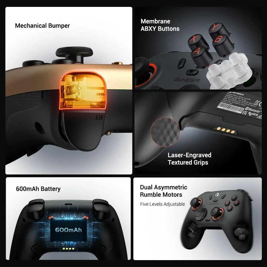 GameSir Nova Lite 2 Wireless PC Controller, Hall Effect Sticks And Triggers, 2.4G And Wired 1000Hz Polling Rate, Remappable Buttons, Grey