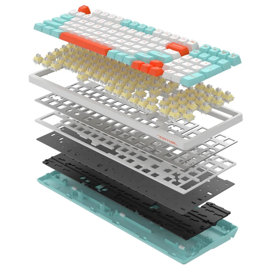 A4Tech FS300 Hot-Swappable Mechanical Gaming Keyboard, 98-Key, White Backlit, 1ms Key Response, 1000Hz Report Rate