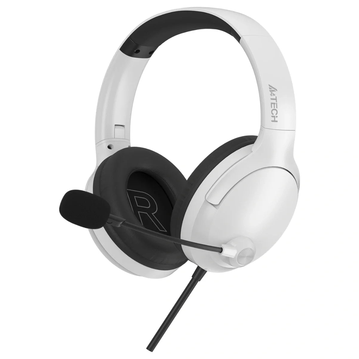 A4Tech FH280U Conference Over-Ear Headset, DSP Stereo Sound, Noise-Cancelling Mic, 40mm Speakers, Inline Remote Control, White
