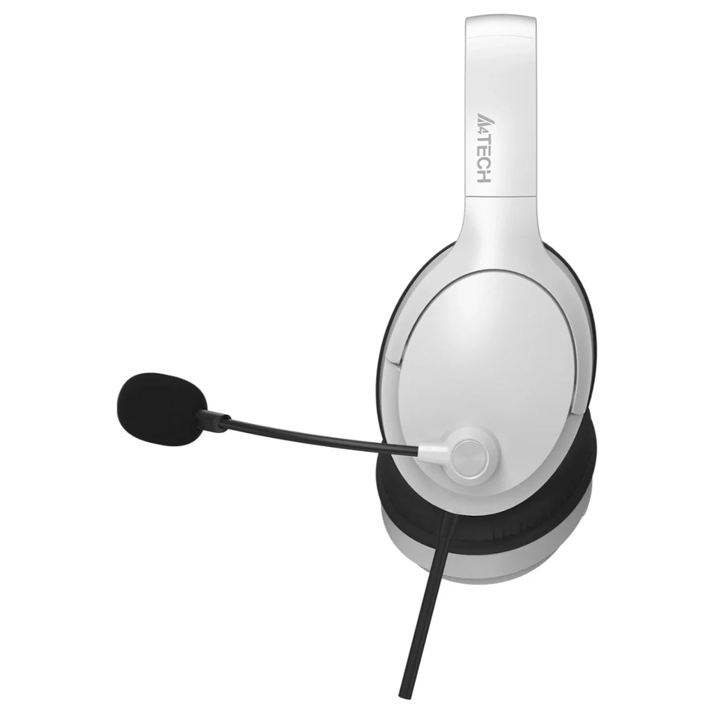 A4Tech FH280U Conference Over-Ear Headset, DSP Stereo Sound, Noise-Cancelling Mic, 40mm Speakers, Inline Remote Control, White