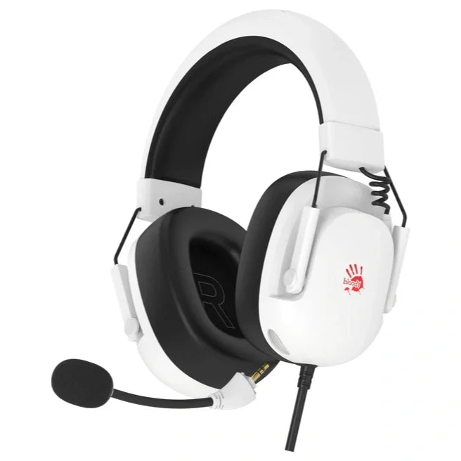 Bloody G585 Gaming Headset, 7.1 Virtual Surround Sound, 50mm Speaker Unit, Detachable Noise Cancelling Single-Directional Mic, USB Plug, White