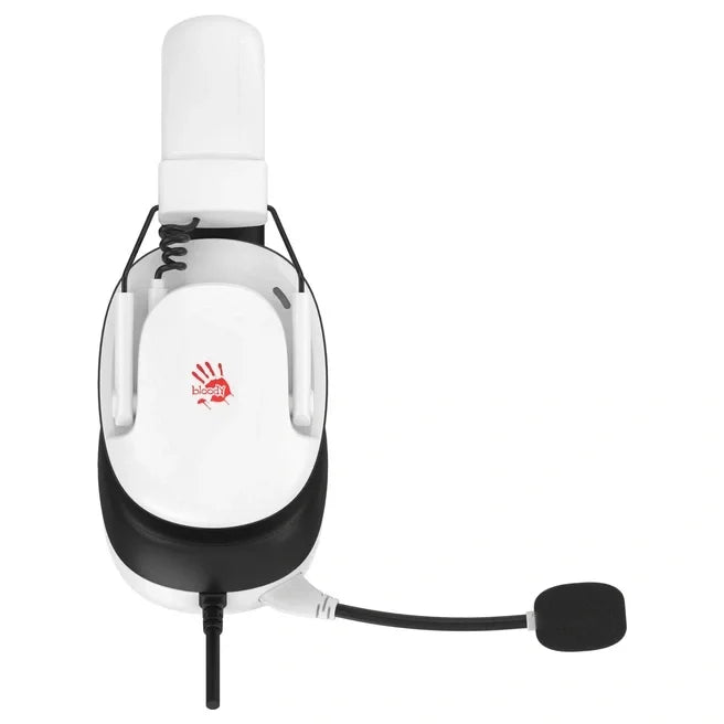 Bloody G585 Gaming Headset, 7.1 Virtual Surround Sound, 50mm Speaker Unit, Detachable Noise Cancelling Single-Directional Mic, USB Plug, White