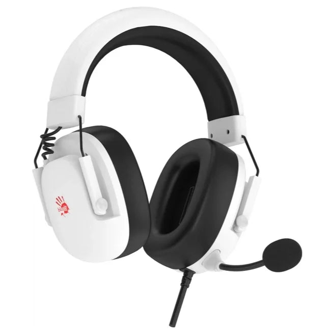 Bloody G585 Gaming Headset, 7.1 Virtual Surround Sound, 50mm Speaker Unit, Detachable Noise Cancelling Single-Directional Mic, USB Plug, White
