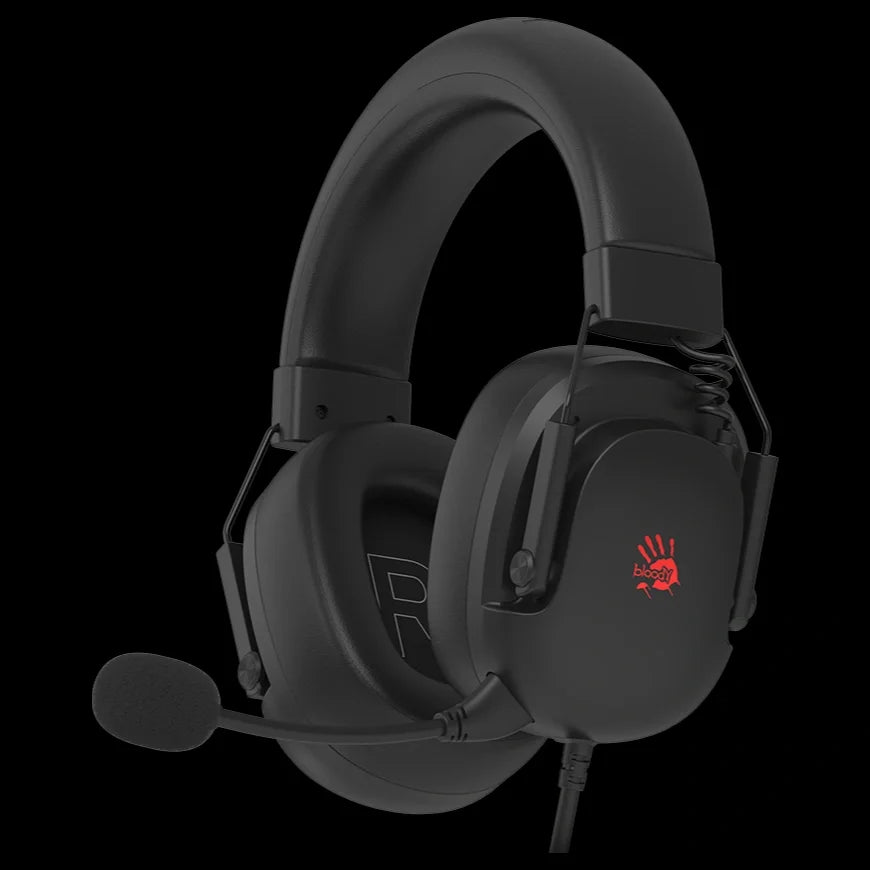 Bloody G585 Gaming Headset, 7.1 Virtual Surround Sound, 50mm Speaker Unit, Noise Cancelling Detachable Single-Directional Mic, 7-Color Cycle Backlit, Black