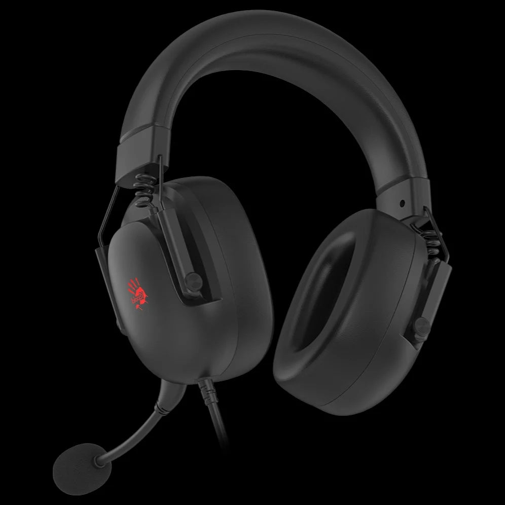 Bloody G585 Gaming Headset, 7.1 Virtual Surround Sound, 50mm Speaker Unit, Noise Cancelling Detachable Single-Directional Mic, 7-Color Cycle Backlit, Black