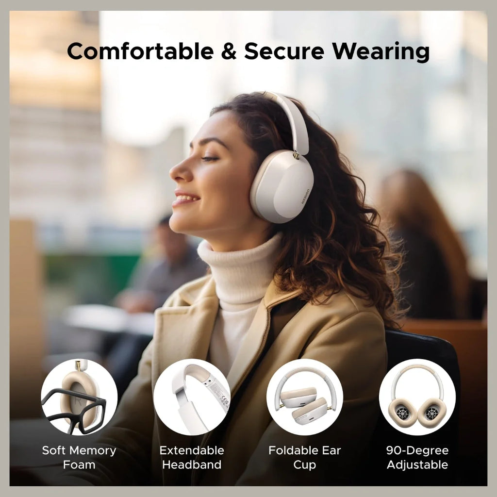 UGREEN HiTune MAX 5C Bluetooth Headphones, LDAC Audio Decoding, Adaptive Noise Cancellation, 45hrs Battery Life, White