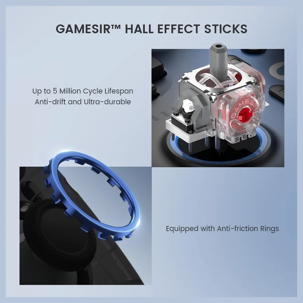 GameSir Super Nova Wireless Gaming Controller, 1000Hz Polling Rate, Hall Effect Stick and Trigger, Tri-Mode Connectivity, 1000mAh, Blue