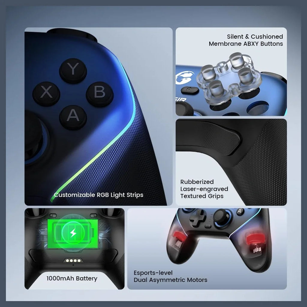 GameSir Super Nova Wireless Gaming Controller, 1000Hz Polling Rate, Hall Effect Stick and Trigger, Tri-Mode Connectivity, 1000mAh, Blue