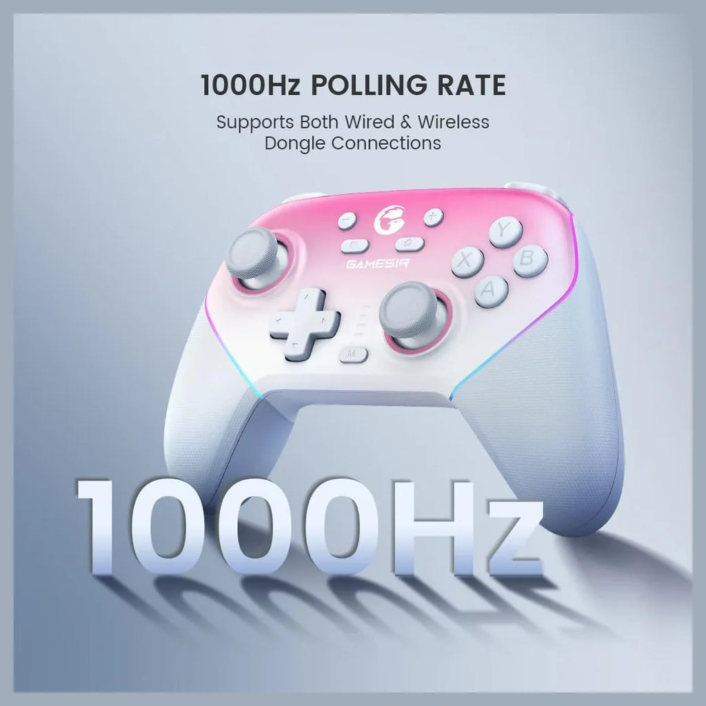 GameSir Super Nova Wireless Gaming Controller, 1000Hz Polling Rate, Hall Effect Stick and Trigger, 1000mAh Battery, Pink