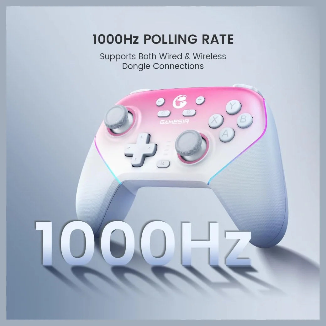 GameSir Super Nova Wireless Gaming Controller, 1000Hz Polling Rate, Hall Effect Stick and Trigger, 1000mAh Battery, Pink