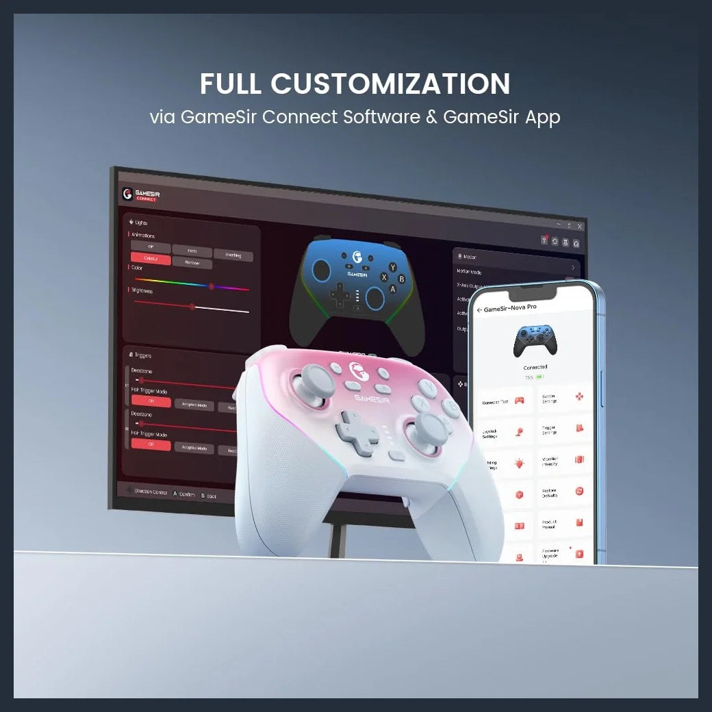 GameSir Super Nova Wireless Gaming Controller, 1000Hz Polling Rate, Hall Effect Stick and Trigger, 1000mAh Battery, Pink