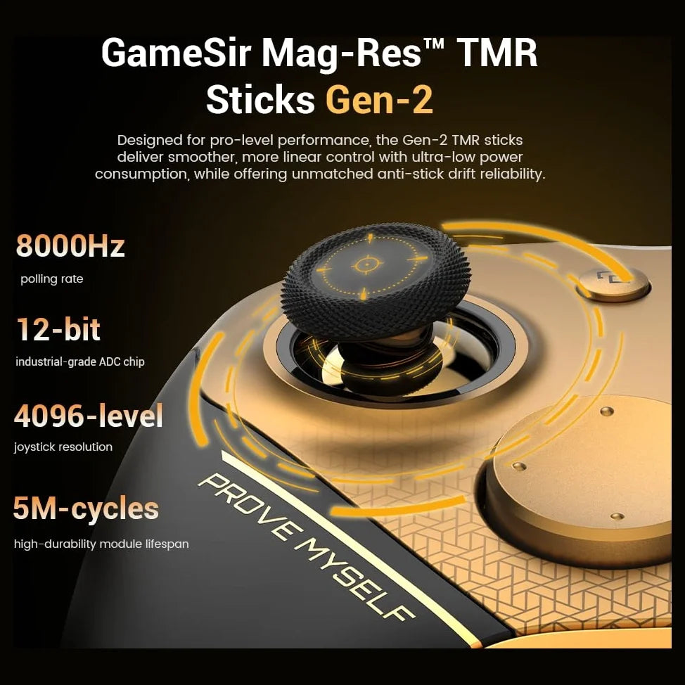 GameSir G7 Pro 8K PC Wireless Gaming Controller, 8000Hz Polling Rate, Gen 2 TMR Joysticks, Hall Effect Triggers With Dual-Mode Trigger Stops, 4 Programmable Macro Buttons, Charging Dock, Champion Edition