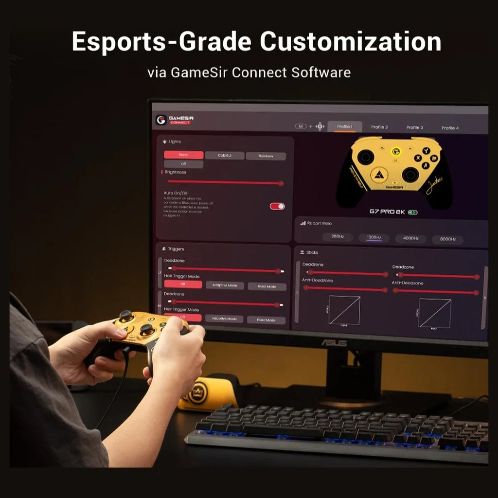 GameSir G7 Pro 8K PC Wireless Gaming Controller, 8000Hz Polling Rate, Gen 2 TMR Joysticks, Hall Effect Triggers With Dual-Mode Trigger Stops, 4 Programmable Macro Buttons, Charging Dock, Champion Edition