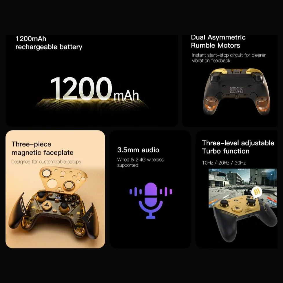 GameSir G7 Pro 8K PC Wireless Gaming Controller, 8000Hz Polling Rate, Gen 2 TMR Joysticks, Hall Effect Triggers With Dual-Mode Trigger Stops, 4 Programmable Macro Buttons, Charging Dock, Champion Edition