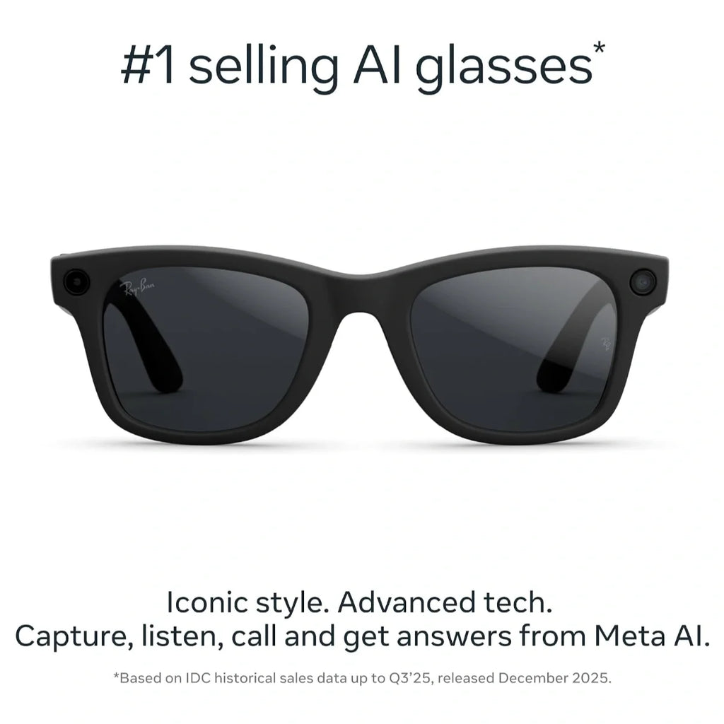 Meta Ray-Ban Gen 2 Wayfarer Large Smart AI Glasses, 3K Ultra HD Video Recording, 12MP Ultra-Wide Camera, Up to 8 Hours Battery Life, Transitions Grey Lenses, RW4012, Polar Gradient Graphite