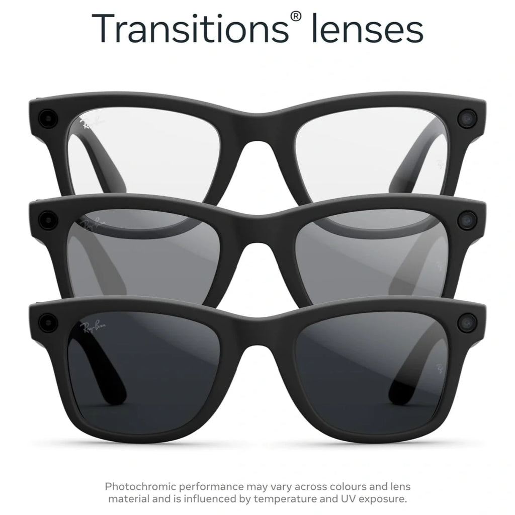 Meta Ray-Ban Gen 2 Wayfarer Large Smart AI Glasses, 3K Ultra HD Video Recording, 12MP Ultra-Wide Camera, Up to 8 Hours Battery Life, Transitions Grey Lenses, RW4012, Polar Gradient Graphite