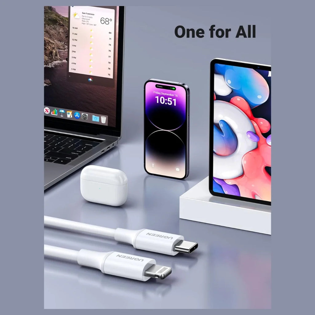 UGREEN USB C to Lightning Cable, 3.3FT 1m MFi Certified PD Fast Charging, 480Mbps Data Transfer, 10493