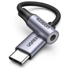 UGREEN USB-C to 3.5mm Audio Adapter, Type C to Aux 24bit/96KHz, HiFi DAC, In-Line Control for Volume and Calling, Grey, 80154
