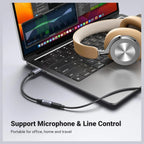UGREEN USB-C to 3.5mm Audio Adapter, Type C to Aux 24bit/96KHz, HiFi DAC, In-Line Control for Volume and Calling, Grey, 80154