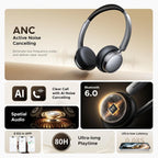 UGREEN Studio Plus Active Noise-Cancelling Headphones, Bluetooth 6.0 Over-Ear ANC, 80H Playtime, Spatial Audio, 0.08S Low Latency, Multi-Point Connection, 75630