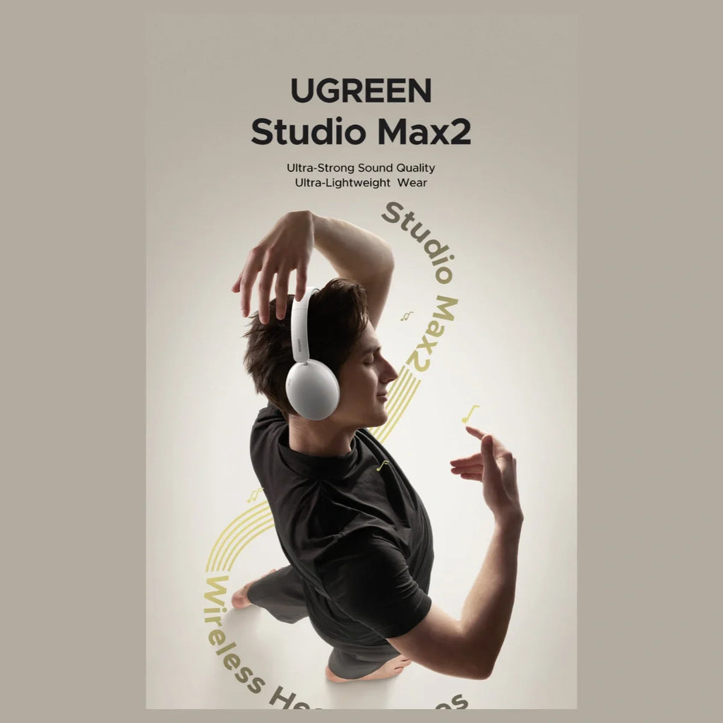 UGREEN HiTune Max2 Wireless Over-Ear Headphones, Active Noise Cancellation, 80 Hours Playtime, Bluetooth, White HP205 45017