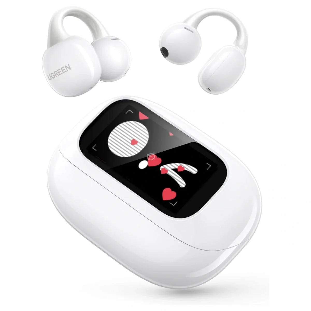 UGREEN ClipBuds Magic Open-Ear Wireless Earbuds, Smart Touchscreen With Custom Wallpaper, Bluetooth 5.4, 30H Playtime, 12mm Bio-Diaphragm Stereo Sound, IPX5 Waterproof, 55136 WS208