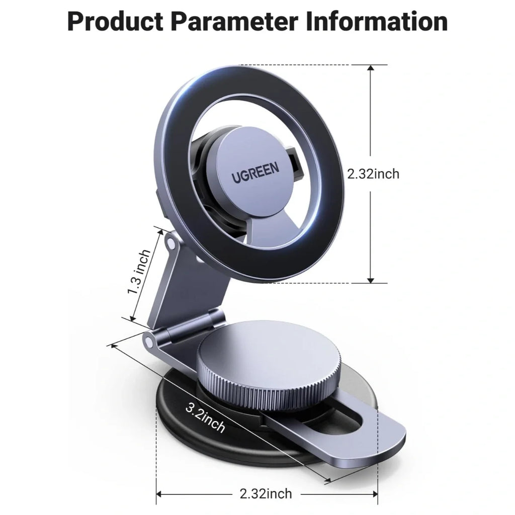 UGREEN for MagSafe Car Mount, 360 Degree Rotation, Magnetic Phone Holder, Dashboard Car Cellphone Holder, Compatible with iPhone 17 16 15 14 13 12 Series and MagSafe Case, 45577