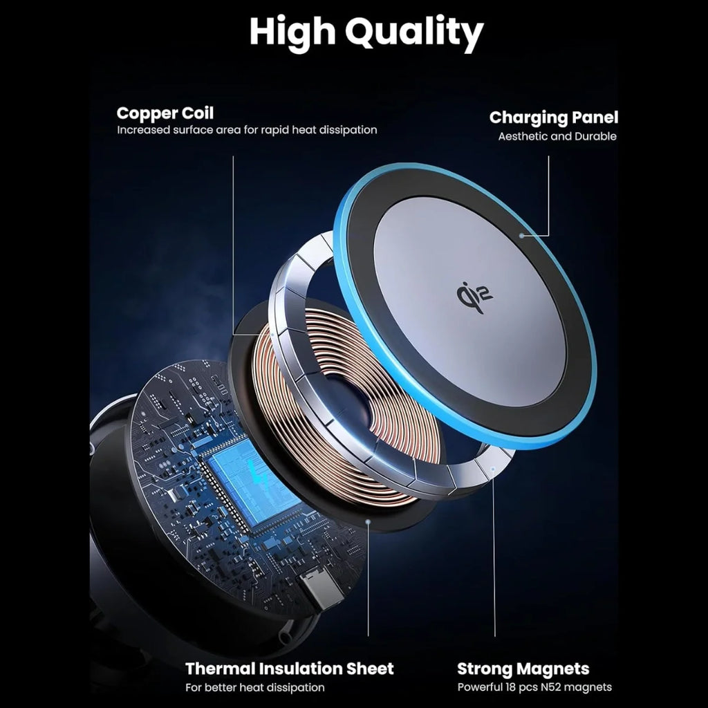 UGREEN Qi2 15W Magnetic Wireless Car Charger Mount, Auto-Align, Air Vent Mount, LED Lights, 17pcs N52 Magnets, 360 Degree Rotation, W708 35970