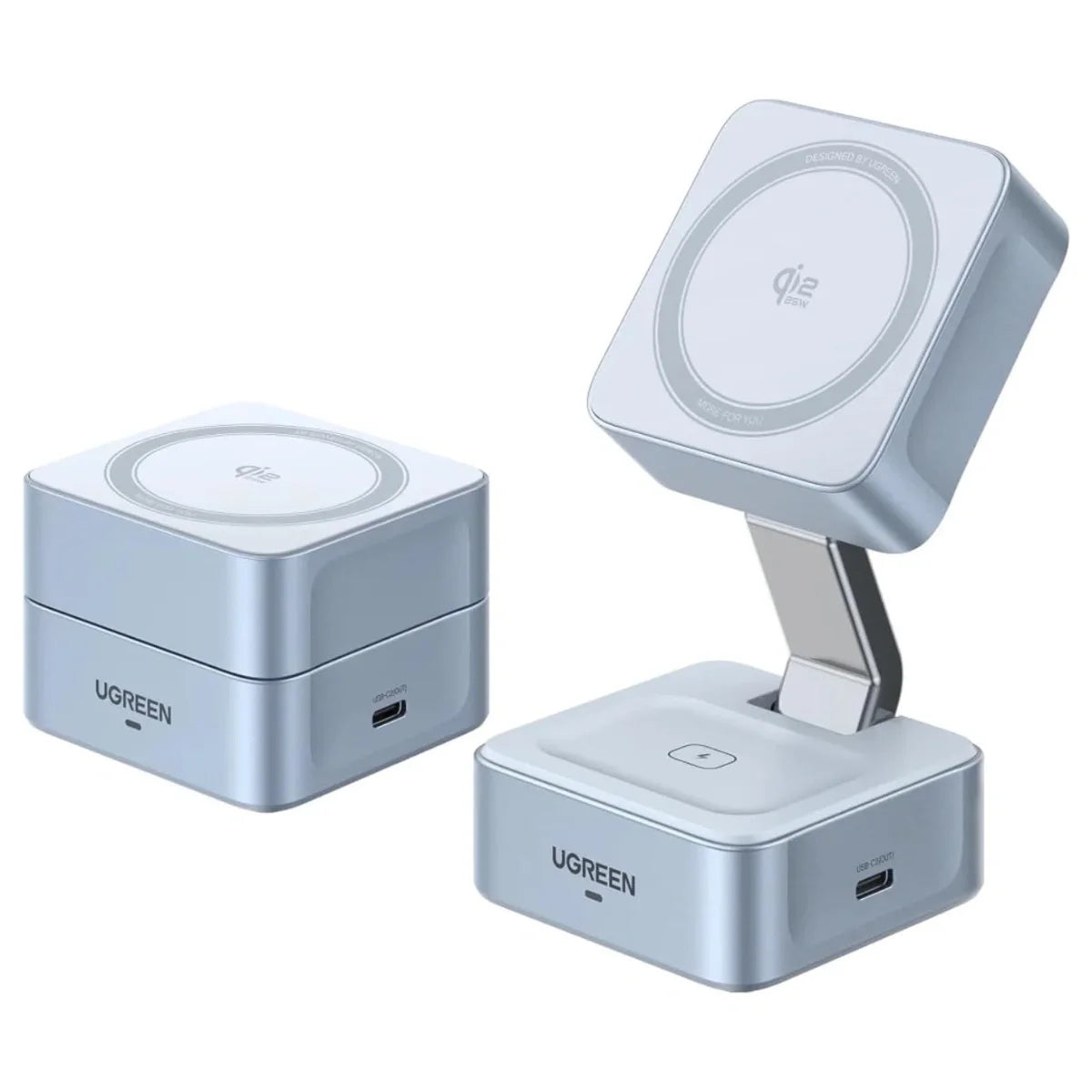 UGREEN MagFlow 2-in-1 Magnetic Wireless Charger, Qi2-Certified Up To 25W Fast Charging, Dual-Device Charging, MagSafe-Compatible, Model 55960B