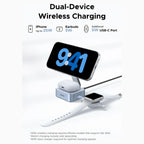 UGREEN MagFlow 2-in-1 Magnetic Wireless Charger, Qi2-Certified Up To 25W Fast Charging, Dual-Device Charging, MagSafe-Compatible, Model 55960B