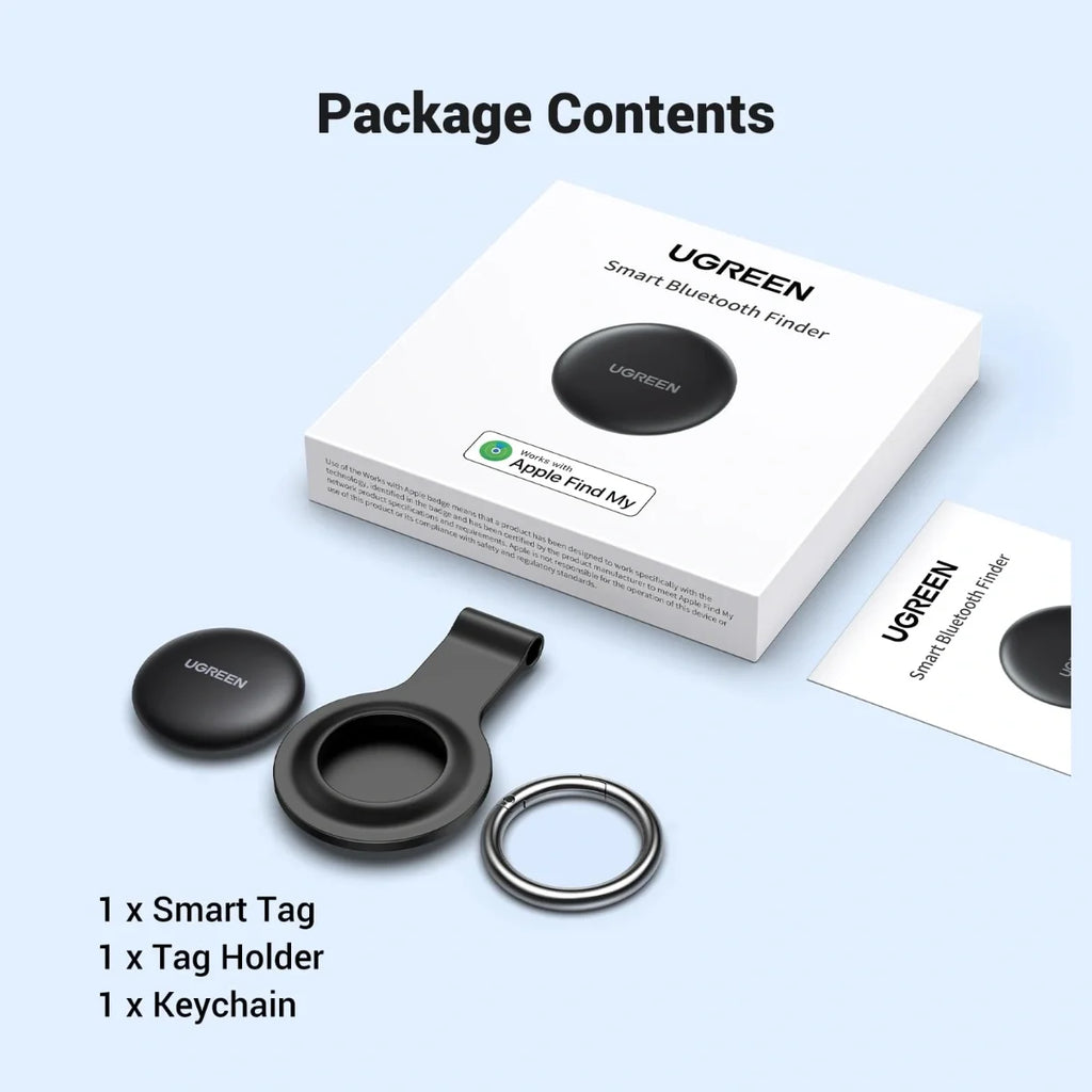 UGREEN Smart Bluetooth Finder 60387, Apple Find My Certified, Worldwide Tracking And Buzzer Alert, Lost Mode, Left Behind Reminder, Anti-Tracking Protection