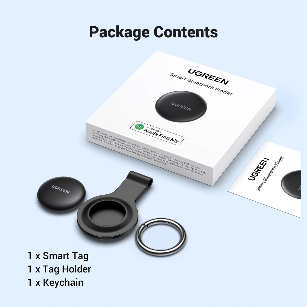 UGREEN Smart Bluetooth Finder 60387, Apple Find My Certified, Worldwide Tracking And Buzzer Alert, Lost Mode, Left Behind Reminder, Anti-Tracking Protection