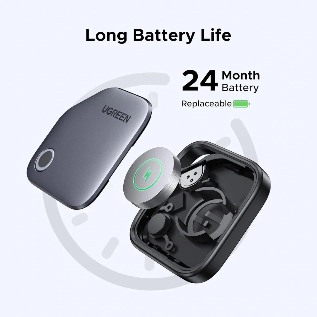 UGREEN Smart Finder FineTrack Tracker Tag for Apple Find My, 2-Year Replaceable CR2032 Battery, 80dB Alarm Volume, Bluetooth Finder for Keys Tags for Wallet and Luggage, Model 45297 CM816