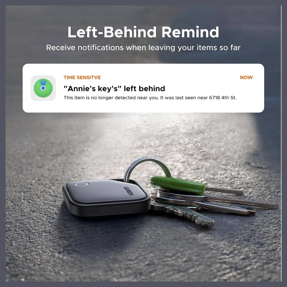 UGREEN Smart Finder FineTrack Tracker Tag for Apple Find My, 2-Year Replaceable CR2032 Battery, 80dB Alarm Volume, Bluetooth Finder for Keys Tags for Wallet and Luggage, Model 45297 CM816