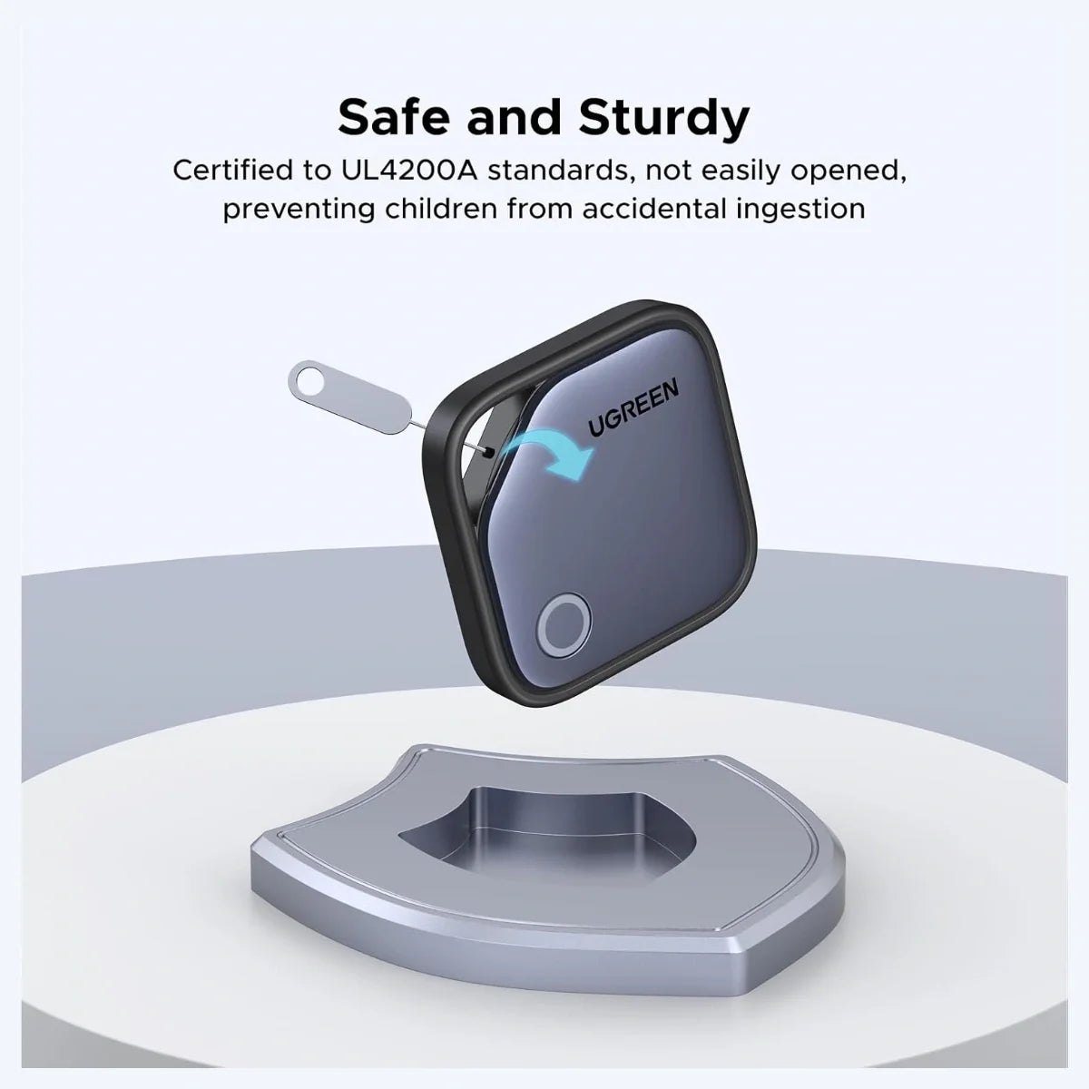 UGREEN Smart Finder FineTrack Tracker Tag for Apple Find My, 2-Year Replaceable CR2032 Battery, 80dB Alarm Volume, Bluetooth Finder for Keys Tags for Wallet and Luggage, Model 45297 CM816
