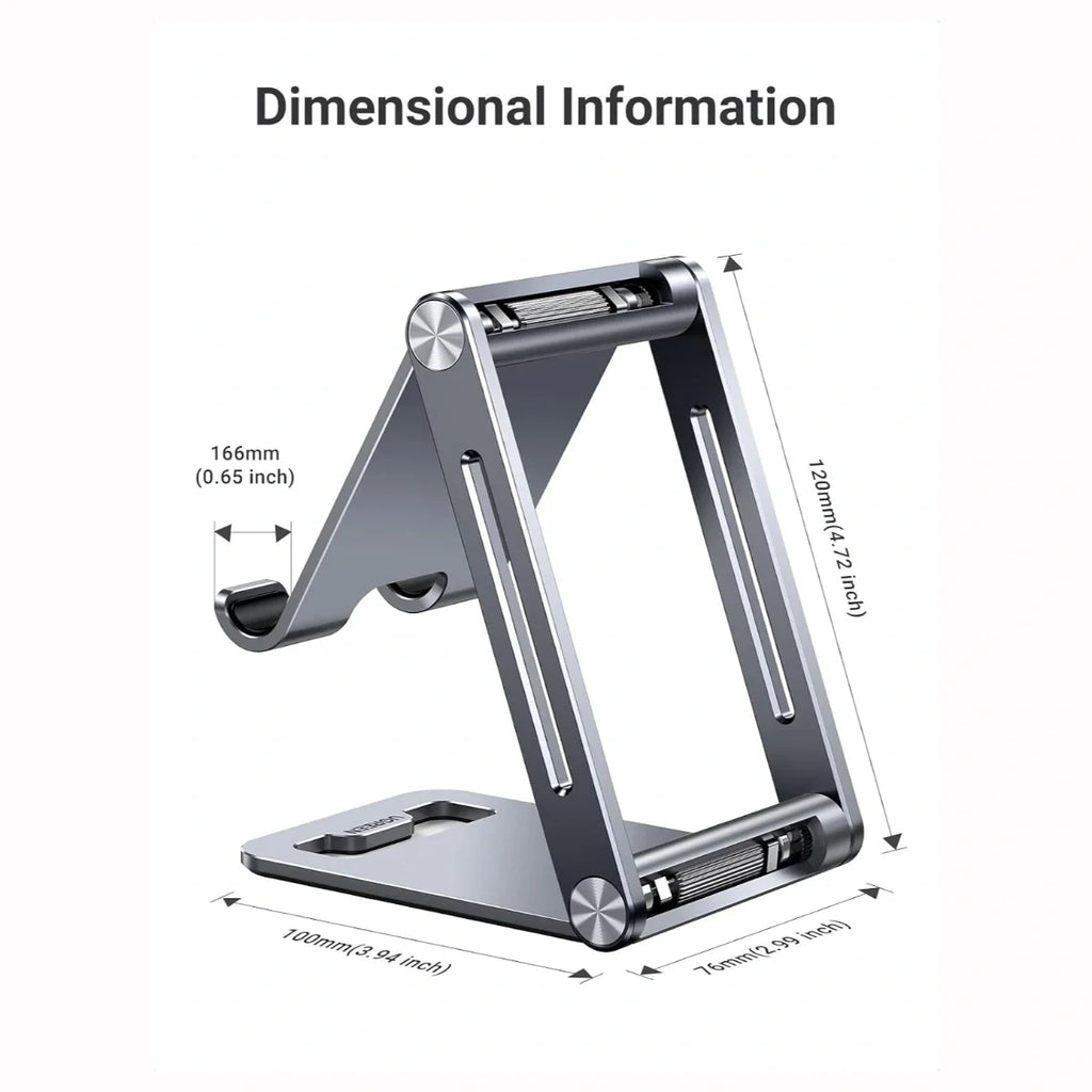 UGREEN Desktop Phone Stand, Dual Arms, Adjustable Dual Hinges, Foldable Design, Up To 7.9 Inch Compatibility, Space Grey, 80708 LP263