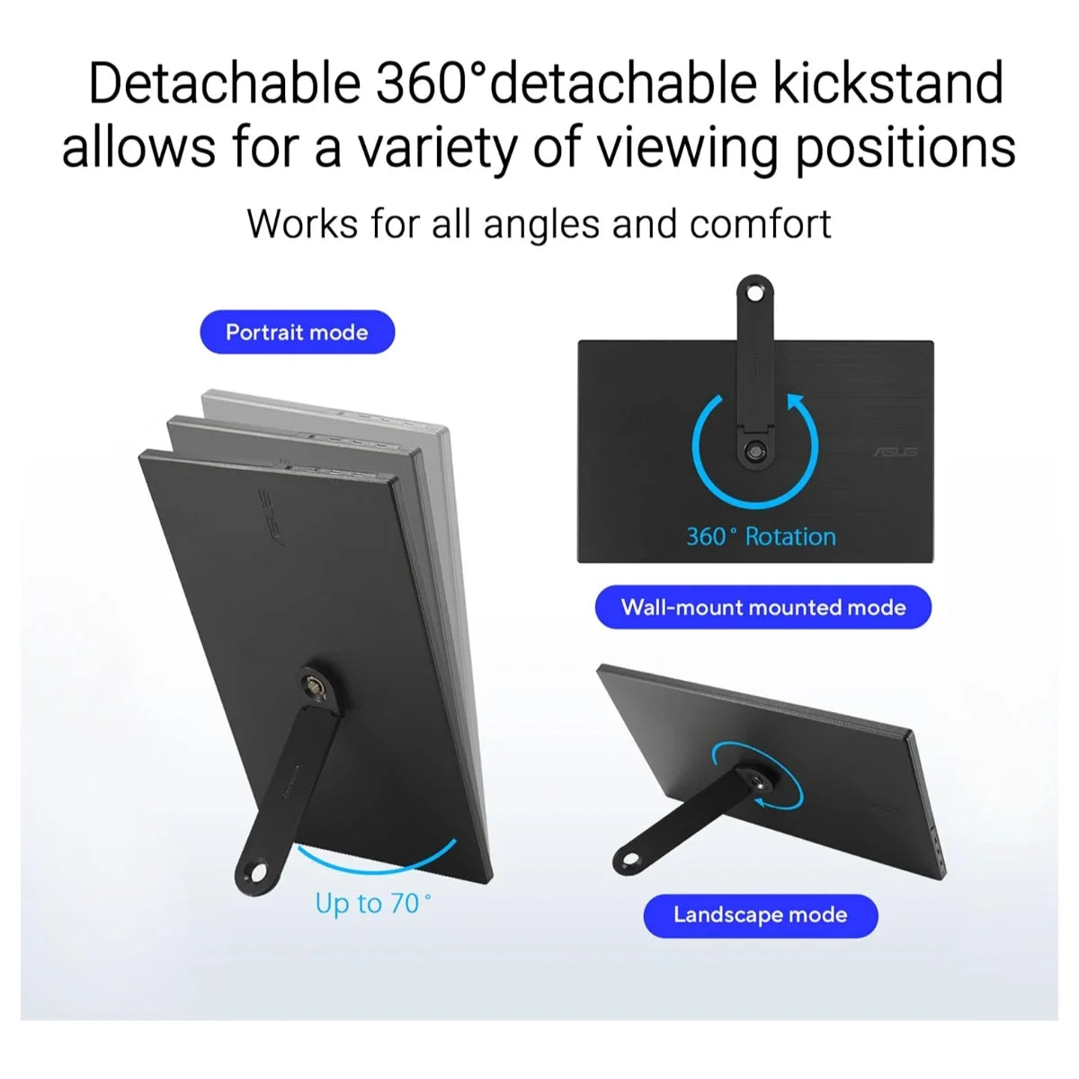 ASUS ZenScreen MB169CK Portable Monitor, 15.6" FHD IPS Anti-Glare Display, Dual USB-C, 360 Kickstand, Plug and Play, Auto-Rotate DisplayWidget Software, 0.78kg Ultra-Slim 11.8mm