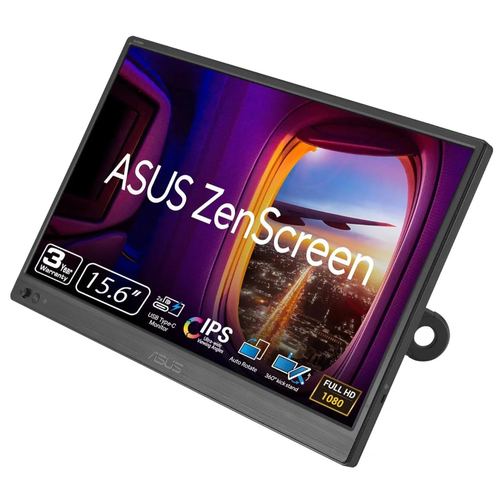 ASUS ZenScreen MB169CK Portable Monitor, 15.6" FHD IPS Anti-Glare Display, Dual USB-C, 360 Kickstand, Plug and Play, Auto-Rotate DisplayWidget Software, 0.78kg Ultra-Slim 11.8mm