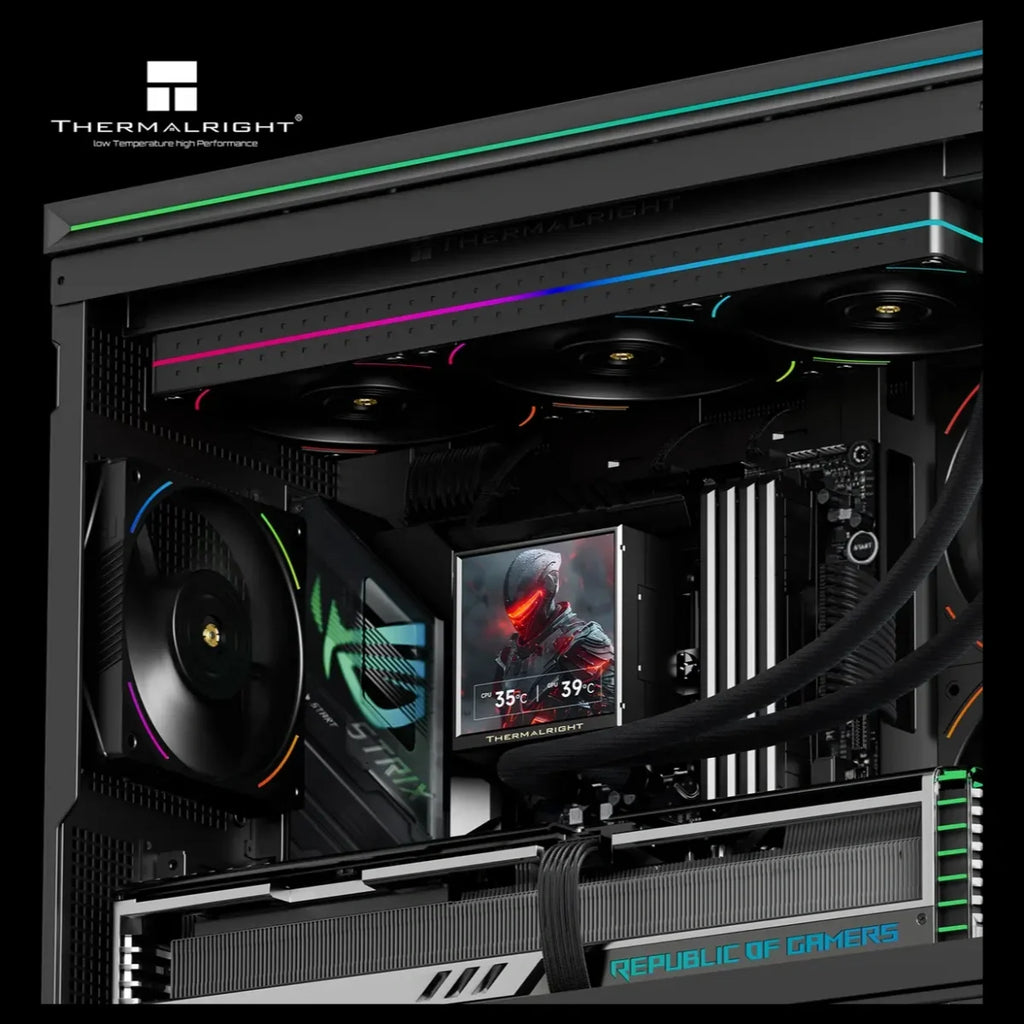Thermalright Peerless Vision 360 UB ARGB 360mm CPU Liquid Cooler, 3.95" LCD 480x480 Square Screen, Wireless Splicing Fans, Black