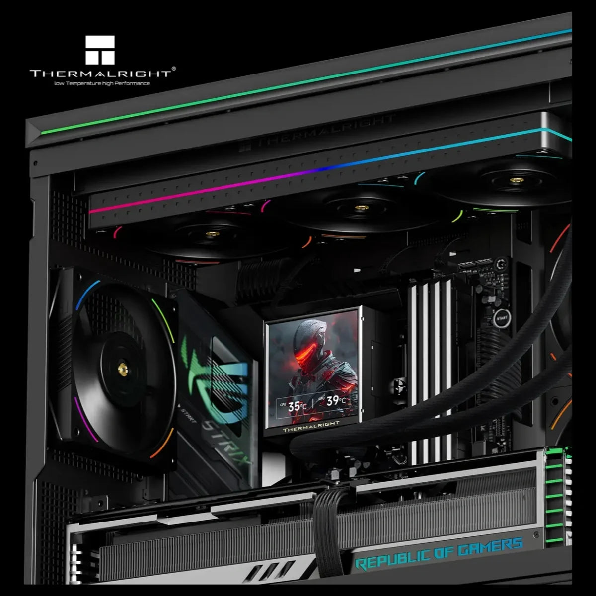 Thermalright Peerless Vision 360 UB ARGB 360mm CPU Liquid Cooler, 3.95" LCD 480x480 Square Screen, Wireless Splicing Fans, Black