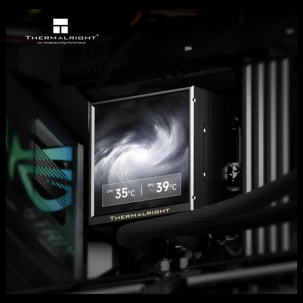 Thermalright Peerless Vision 360 UB ARGB 360mm CPU Liquid Cooler, 3.95" LCD 480x480 Square Screen, Wireless Splicing Fans, Black