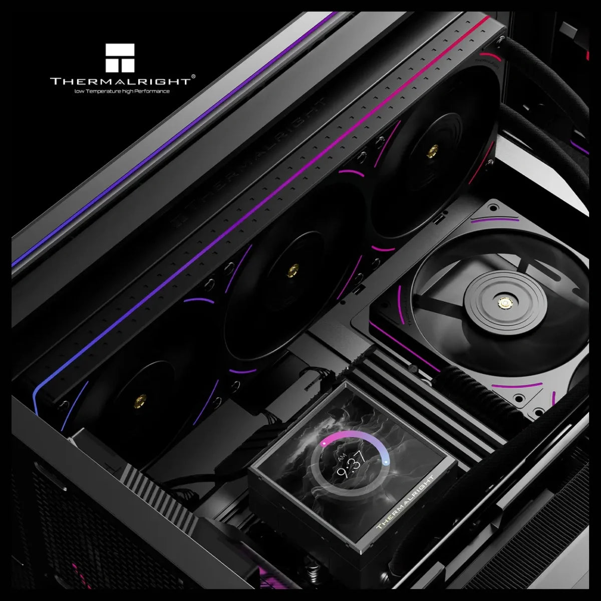 Thermalright Peerless Vision 360 UB ARGB 360mm CPU Liquid Cooler, 3.95" LCD 480x480 Square Screen, Wireless Splicing Fans, Black