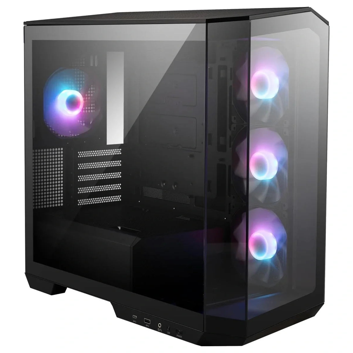 MSI MAG PANO M100R PZ Premium Mid-Tower Gaming PC Case, 270-Degree Tempered Glass, 4x ARGB 120mm Fans, Up to 360mm Radiator Support