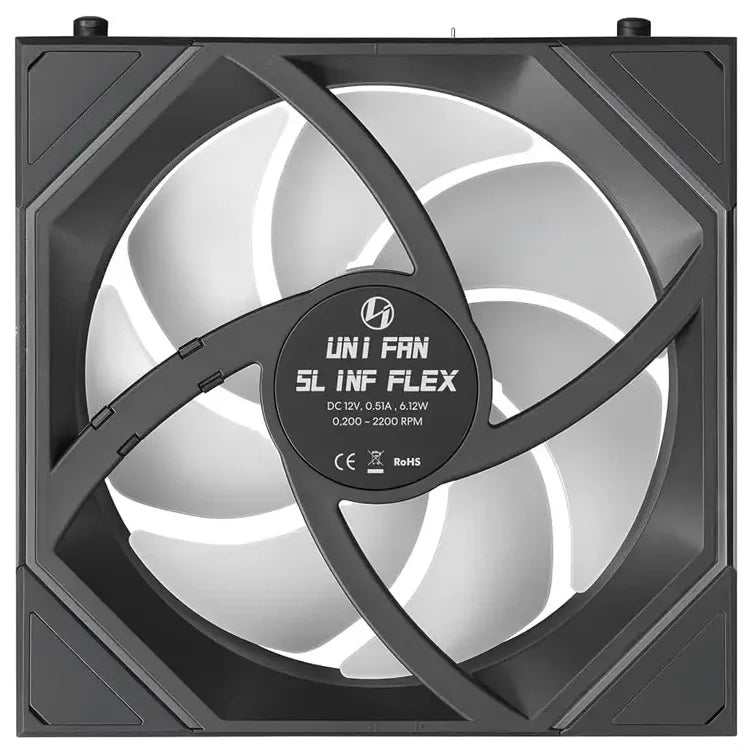 Lian Li UNI Fan SL Infinity FLEX 120mm Wireless Normal Blade ARGB Fan 3 Pack, L-Wireless Controller Included, Three-Zone ARGB Lighting, Dual-Sided Frame Design, Black 12SLIN1F3B