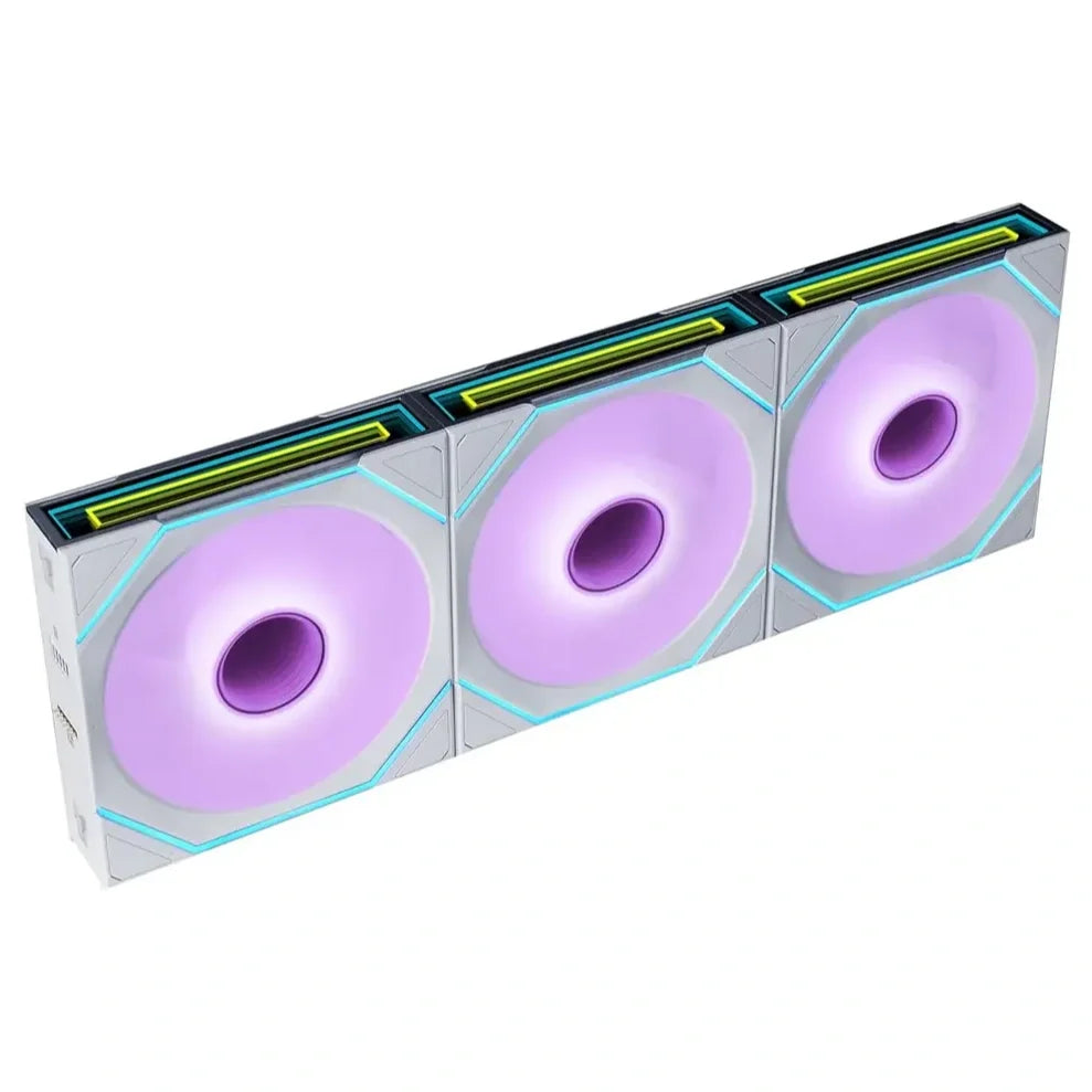 Lian Li UNI Fan SL-INF FLEX 120mm Reverse Blade ARGB Fan 3 Pack, Three-Zone ARGB Lighting, L-Connect 3 Support, Controller Included, White, G9F.12RSLIN1F3W.00