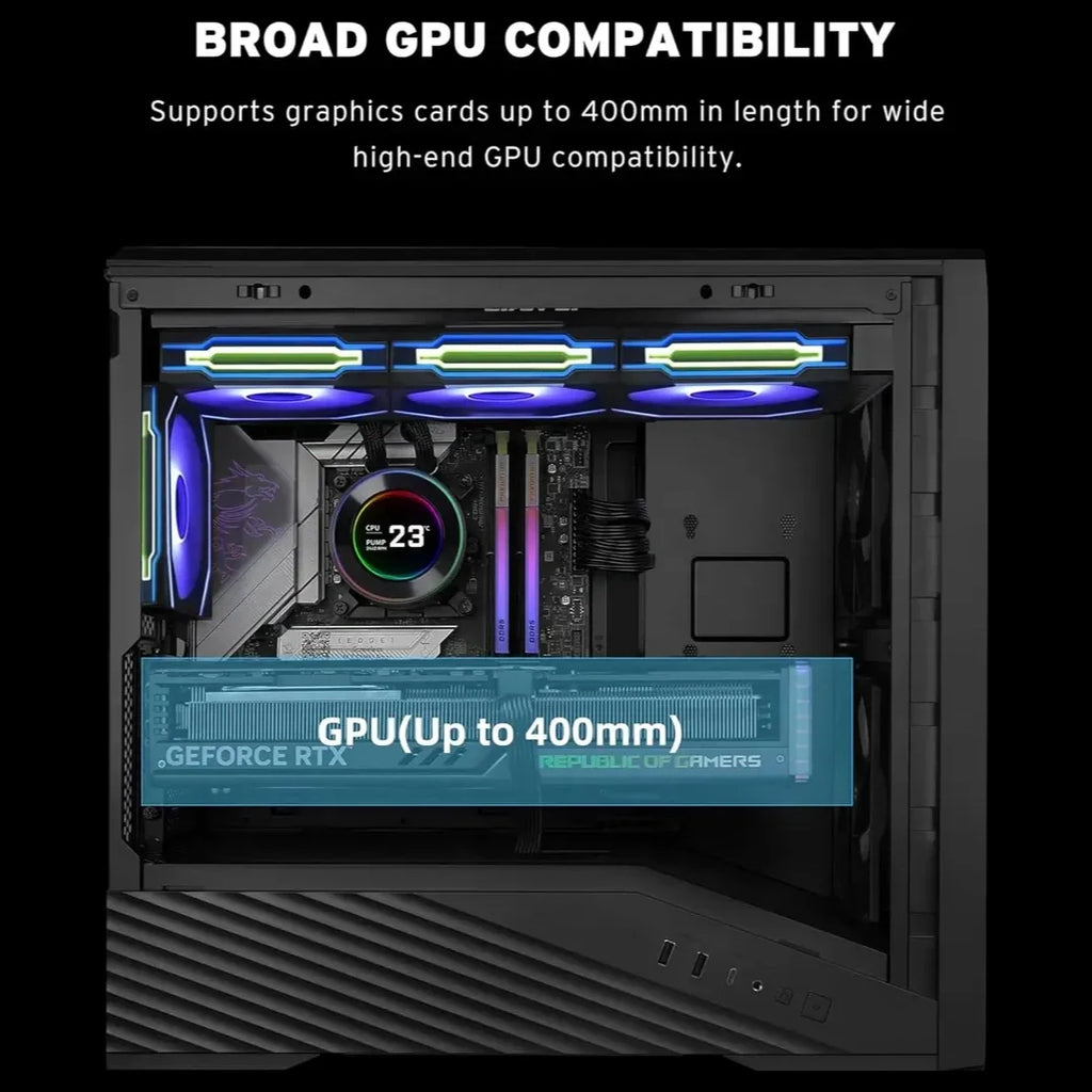 Lian Li Vector V150 INF Micro ATX PC Case, 3x ARGB PWM Fans 2x140mm and 1x120mm, Infinity Mirror Front Panel, Tempered Glass Front and Side, Supports Backconnect M-ATX and 360mm Radiator, Black, G99.V150INFX.00