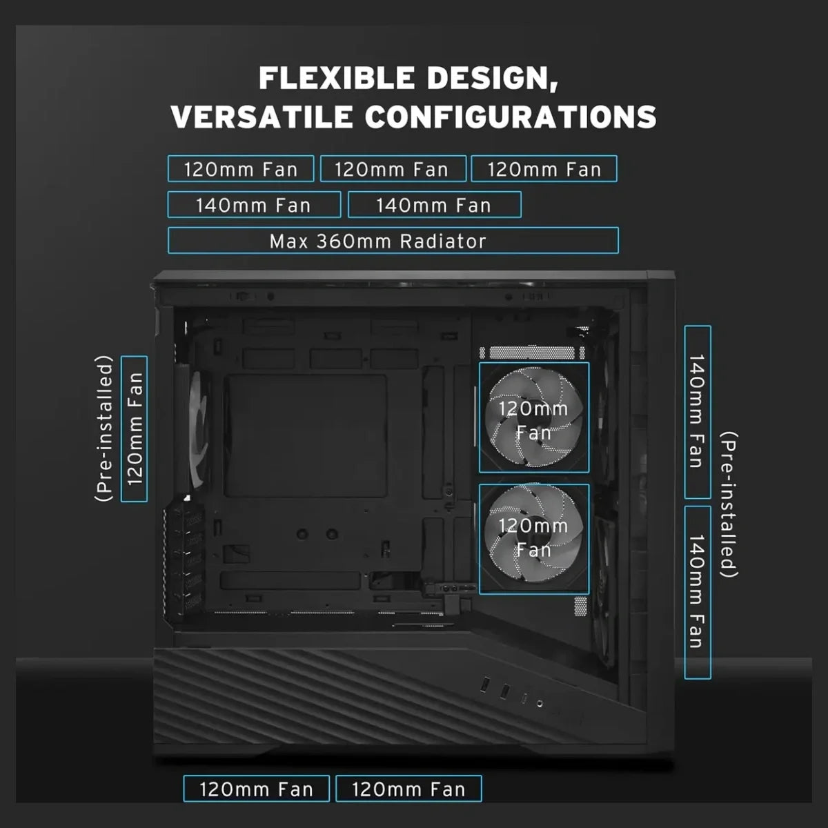 Lian Li Vector V150 INF Micro ATX PC Case, 3x ARGB PWM Fans 2x140mm and 1x120mm, Infinity Mirror Front Panel, Tempered Glass Front and Side, Supports Backconnect M-ATX and 360mm Radiator, Black, G99.V150INFX.00